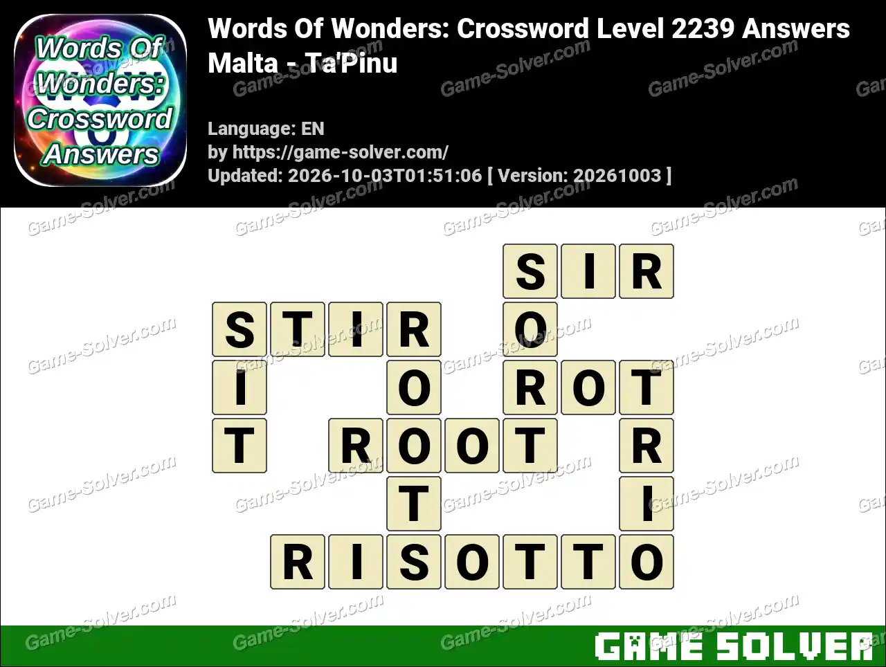 Words Of Wonders: Crossword Level 2239 Answers – Malta – Ta’Pinu